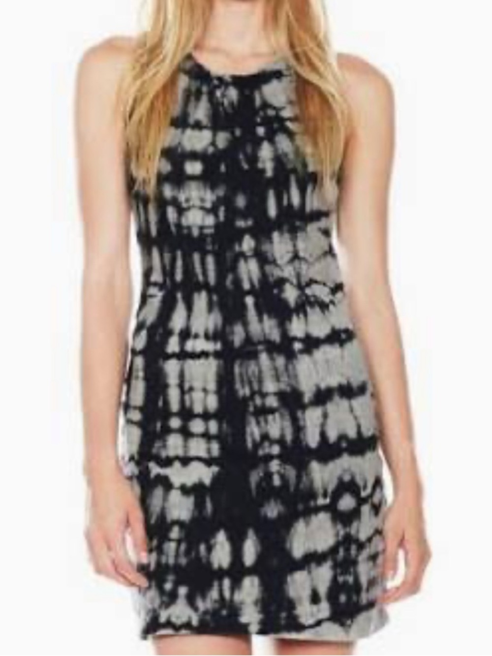 Current/Elliott Black & White Tie-Dye Midi Tank Dress